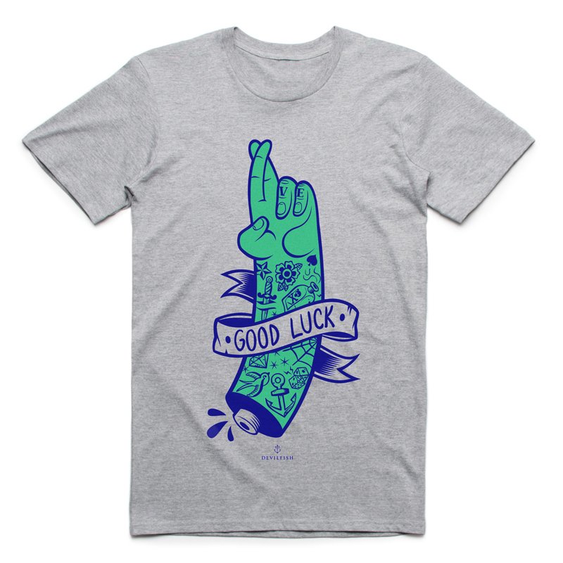 Camiseta Good Luck | Estampado tatuaje | DevilFish Clothing Brand