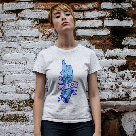 Camiseta Good Luck Chica · Estampado tatuaje | DevilFish Clothing