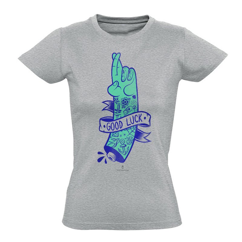 Camiseta Good Luck Chica · Estampado tatuaje | DevilFish Clothing