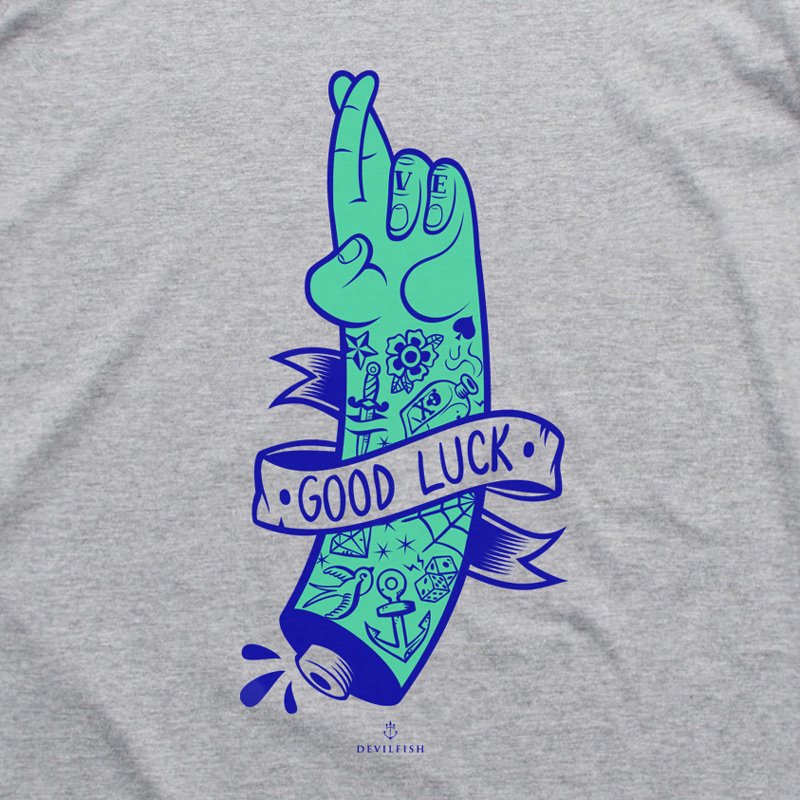 Camiseta Good Luck Chica · Estampado tatuaje | DevilFish Clothing